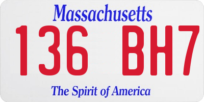 MA license plate 136BH7
