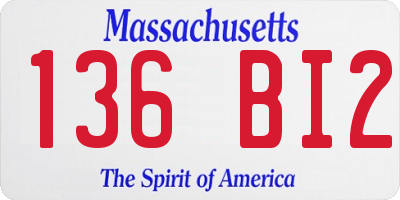 MA license plate 136BI2