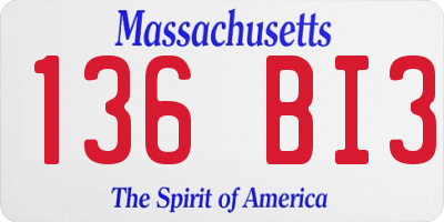 MA license plate 136BI3