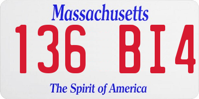 MA license plate 136BI4