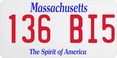 MA license plate 136BI5