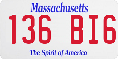 MA license plate 136BI6