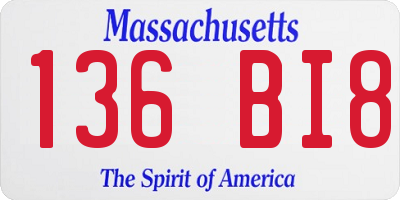 MA license plate 136BI8
