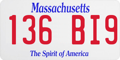 MA license plate 136BI9