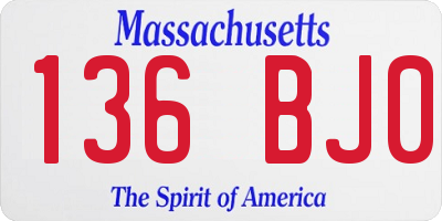 MA license plate 136BJ0
