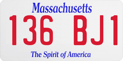 MA license plate 136BJ1