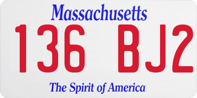MA license plate 136BJ2