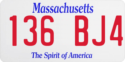 MA license plate 136BJ4