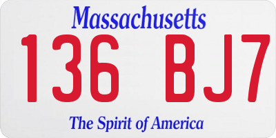MA license plate 136BJ7
