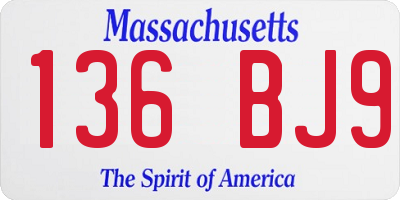 MA license plate 136BJ9