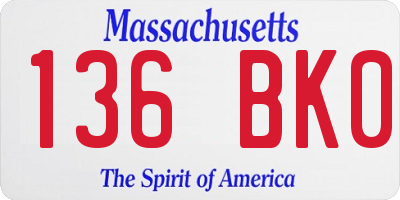 MA license plate 136BK0