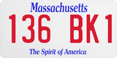 MA license plate 136BK1