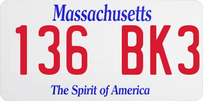 MA license plate 136BK3