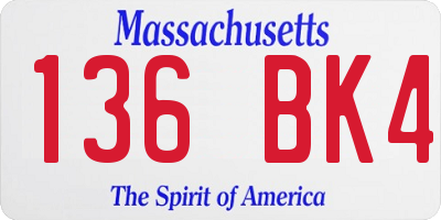 MA license plate 136BK4