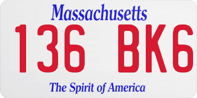 MA license plate 136BK6