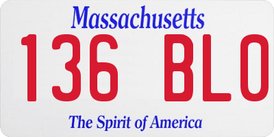 MA license plate 136BL0