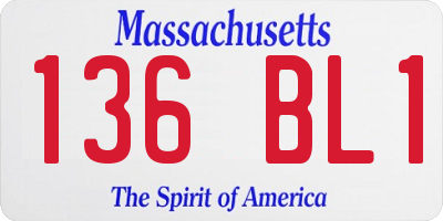 MA license plate 136BL1