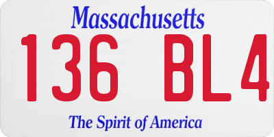 MA license plate 136BL4