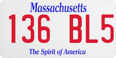 MA license plate 136BL5