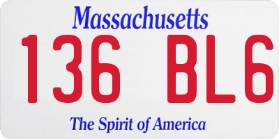 MA license plate 136BL6