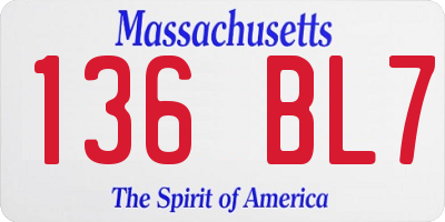 MA license plate 136BL7