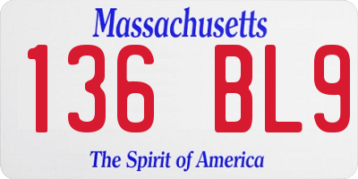MA license plate 136BL9