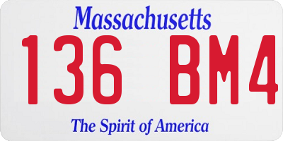 MA license plate 136BM4