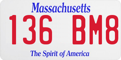 MA license plate 136BM8
