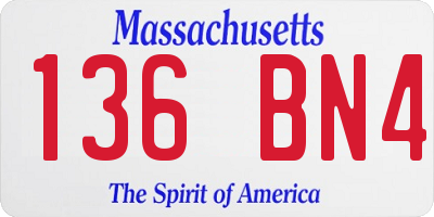 MA license plate 136BN4