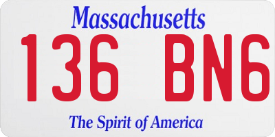 MA license plate 136BN6