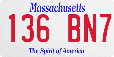 MA license plate 136BN7