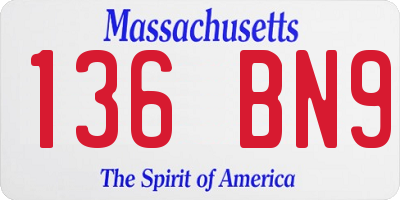MA license plate 136BN9