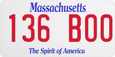MA license plate 136BO0