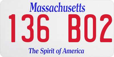 MA license plate 136BO2