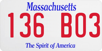MA license plate 136BO3