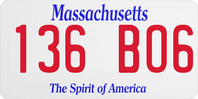 MA license plate 136BO6
