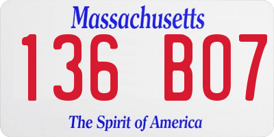 MA license plate 136BO7