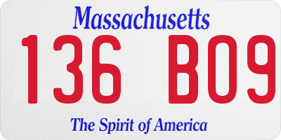 MA license plate 136BO9