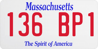 MA license plate 136BP1