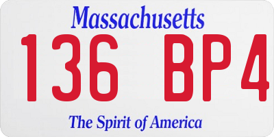 MA license plate 136BP4