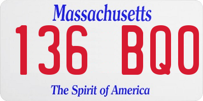 MA license plate 136BQ0