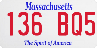 MA license plate 136BQ5