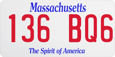 MA license plate 136BQ6