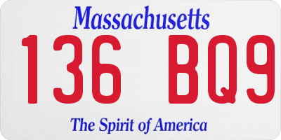 MA license plate 136BQ9