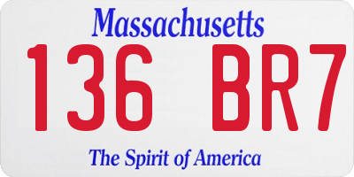 MA license plate 136BR7