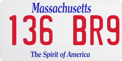 MA license plate 136BR9