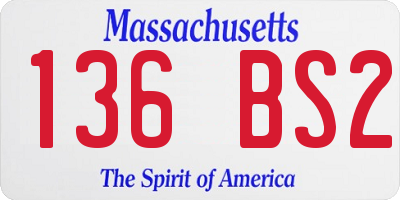 MA license plate 136BS2