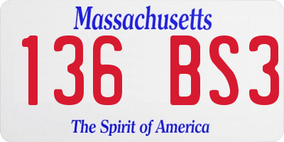 MA license plate 136BS3