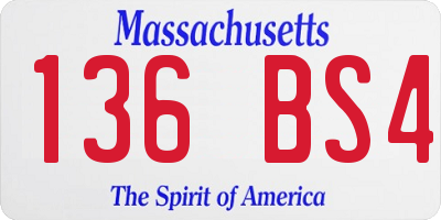 MA license plate 136BS4