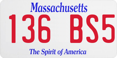 MA license plate 136BS5